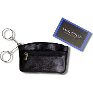 Lundholm leren sleuteletui heren zwart - sleuteltasje met rits sleutelhanger auto - autosleutel hoesje mannen cadeautjes - cadeau voor man tip