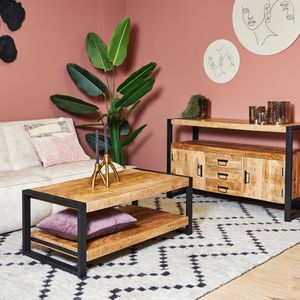 Salontafel Boaz met onderblad 115 cm - mangohout - tafel - meubels - hout
