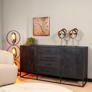 Denver - Dressoir - Zwart - Mango - Metaal - 165 cm