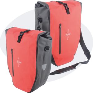 Voltano Luxe Fietstas 28L - Enkele Pakaftas - Zwart / Rood - 100% Waterdicht - Gratis Schouderband