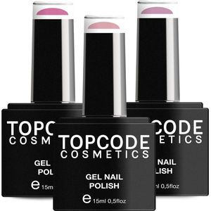 Gellak van TOPCODE Cosmetics - 3 pack gel nagellak - Roze set 4 - 3 x 15 ml flesjes - Persian Pink Shine + Orchid Pink + Lady Pink