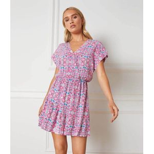 Refined Department - Roze Midi Jurk met Grafische Print