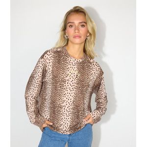 Refined Department T-shirt Jody Ladies Knitted Leopard Ls R2407814435 850 Panterprint Dames
