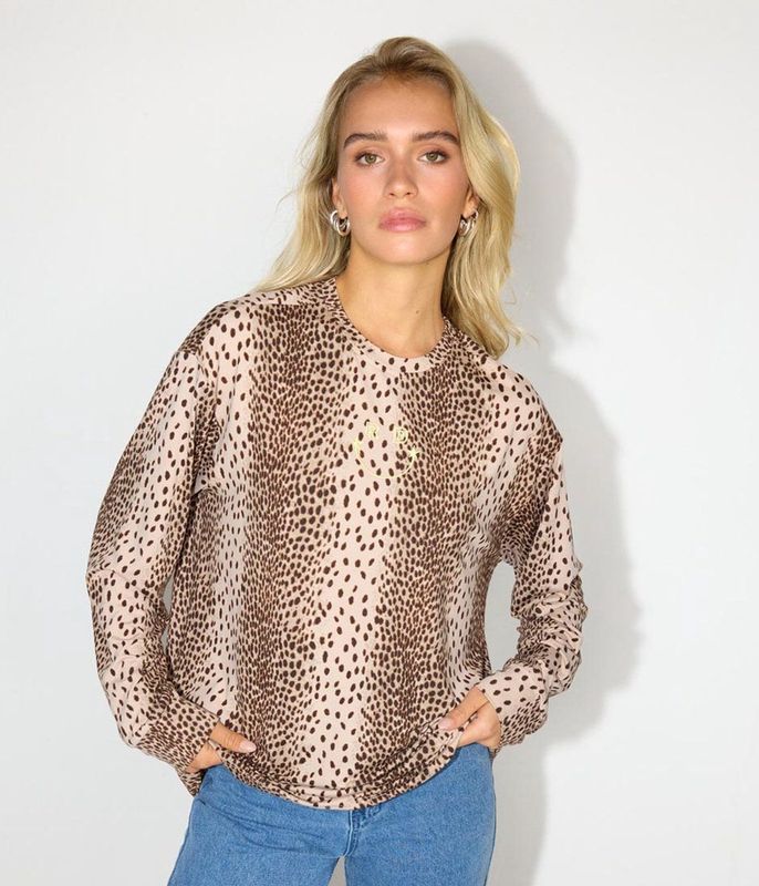 Refined Department T-shirt Jody Ladies Knitted Leopard Ls R2407814435 850 Panterprint Dames