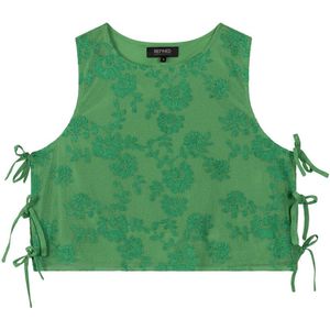 Refined Department - Groene Mouwloze Top met Plooien