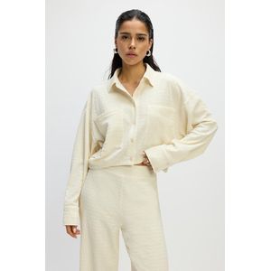 Refined Department Blouse - Creme - Crop Model met Lange Mouwen
