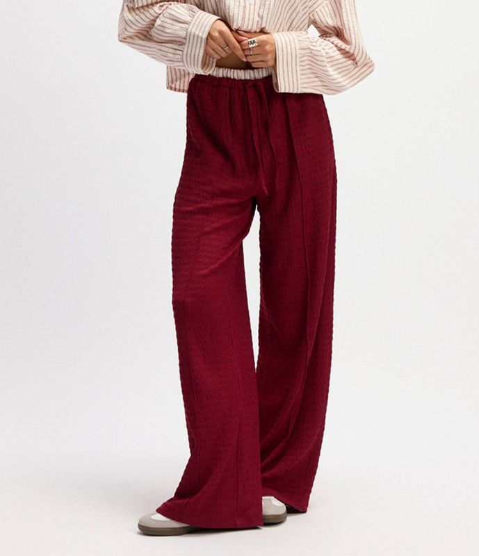 Refined Department - Broek Mara - Bordeaux - Knitted Relaxed Wide Pants