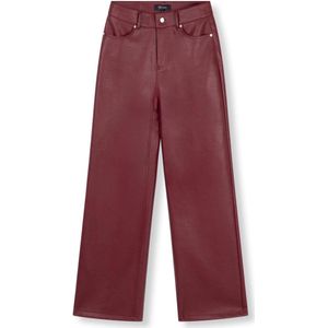 Refined Department - Esmee R2509180762 - Imitatieleer Broek - Bordeaux - Wide Pants