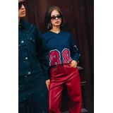 Refined Department - Esmee R2509180762 - Imitatieleer Broek - Bordeaux - Wide Pants