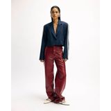 Refined Department - Esmee R2509180762 - Imitatieleer Broek - Bordeaux - Wide Pants
