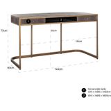 Richmond - Classio Bureau - Zwart - Metaal/PU Leer - 140x60x77cm