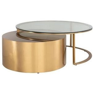 Richmond Salontafel Orlan Set Van 2 - Metaal/Glas - 105x105x41cm