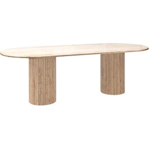 Richmond Eettafel La Cantera Ovaal 240cm Beige - Multiplex/Travertin/IJzer