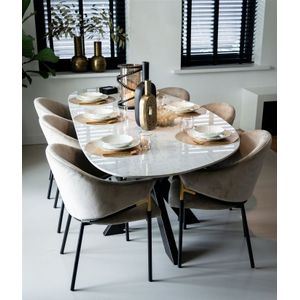 Richmond Eettafel Trocadero Wit Marmer - Marmer/Metaal - 220x100x76cm