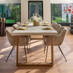 Richmond Eettafel Witbone Eiken Verona Grijs 235cm - IJzer/Eikenhout
