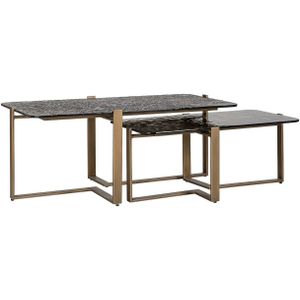 Richmond Salontafel Sterling Set Van 2 Glas Rechthoekig Zwart - Metaal/Glas - 110x65x40cm