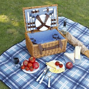 4-persoons rieten picknickmand met geïsoleerde koeltas, rieten