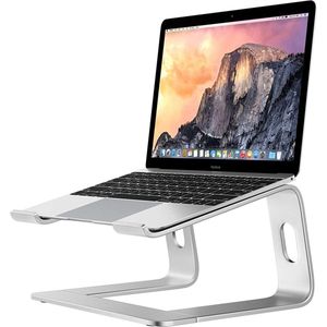 Laptopstandaard - Universele aluminium stand - laptopverhoger Notebookhouder - Geschikt voor: laptops en MacBooks 10 tot 17 inch laptops - zilver