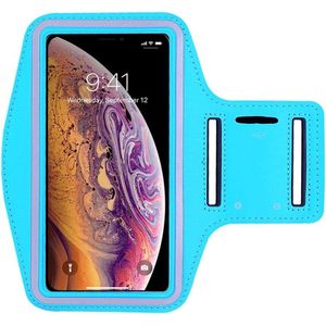 Sportarmband - Geschikt voor: Samsung Galaxy S22 S23 S24 hoesje - Sportband - Hardloop armband - Sport armband - Hardloop houder - Licht blauw