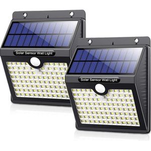 2X LED Solar Muurverlichting Muurlamp buiten met Bewegingssensor | Wandlamp Wandverlichting | Tuinverlichting Buitenverlichting Lamp Zonne Energie met Sensor - LB-A