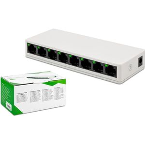 Netwerk Switch – Internet Kabel Hub - 8 Poorten Verdeler - Internet Switch - RJ45 splitter