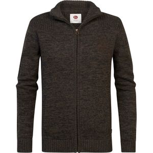 Petrol Industries - Gebreid Vest - Bruin - 100% Cotton - Opstaande Kraag