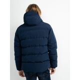 Petrol Industries - Heren Gevoerde Puffer - Blauw - Gevuld met 100% Gerecycled Polyester - Vaste Capuchon
