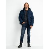 Petrol Industries - Heren Gevoerde Puffer - Blauw - Gevuld met 100% Gerecycled Polyester - Vaste Capuchon