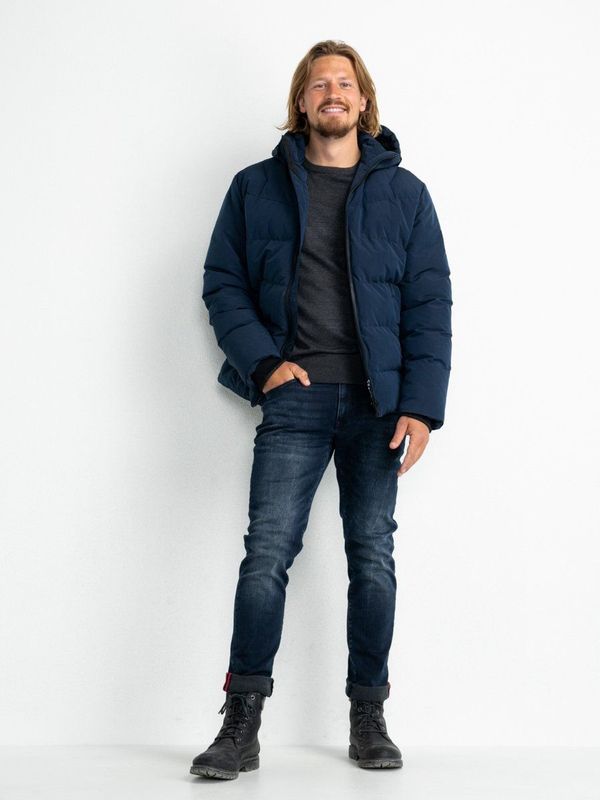 Petrol Industries - Heren Gevoerde Puffer - Blauw - Gevuld met 100% Gerecycled Polyester - Vaste Capuchon