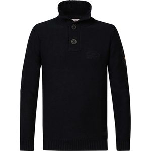 Petrol Industries - Fijngebreide Pullover - Zwart - 100% Katoen - V-hals