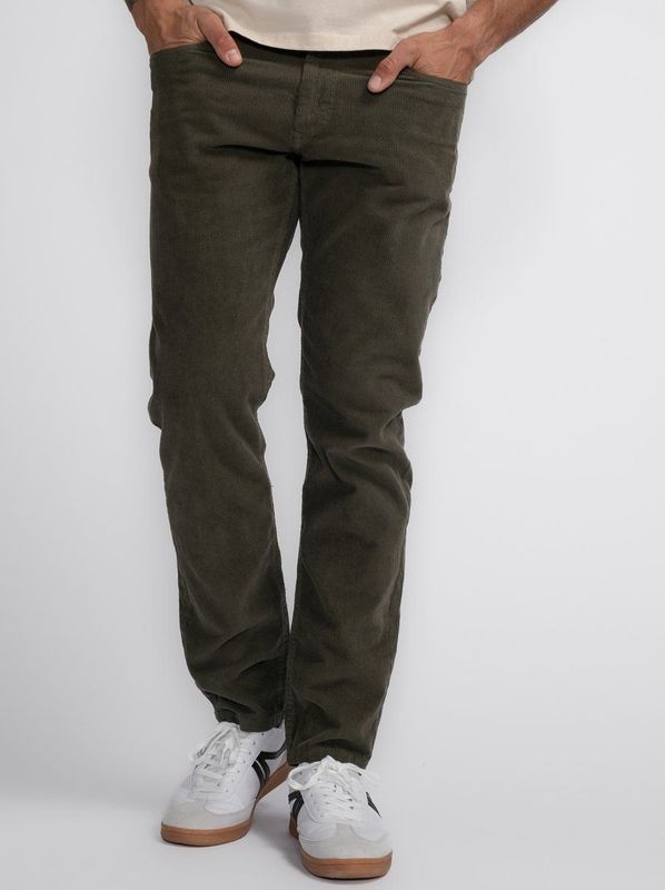 Petrol Industries - Heren Russel Cords Regular Tapered Fit Broek Wrangell - Groen