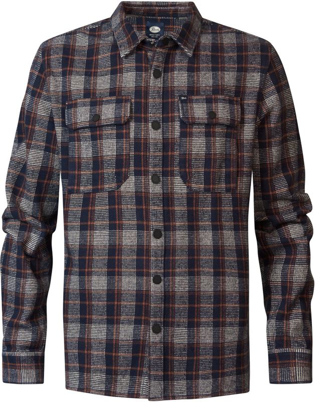 Petrol Industries - Heren Geruit Overhemd Beaufort - Blauw - Maat L