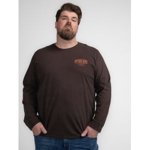 Petrol Industries - Heren Plus Size T-shirt Lange Mouwen Wrangell - Bruin