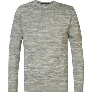 Petrol Industries - Heren Gebreide Trui Teller - Groen - Meerkleurig gemêleerd - 40% katoen, 40% gerecycled katoen, 20% gerecycled polyester