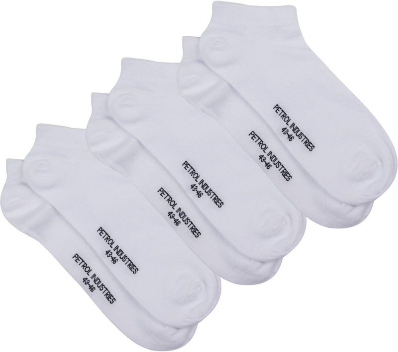Petrol Industries Heren Sneakersokken - 3-pack Enkelsokken - Sokken - Herensokken - Katoen - Multipack van 3 stuks - Wit - Maat 39-42