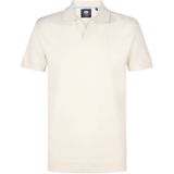 Petrol - Knitted Polo - Poloshirt - Ecru - Regular-fit, Nylon en Katoen