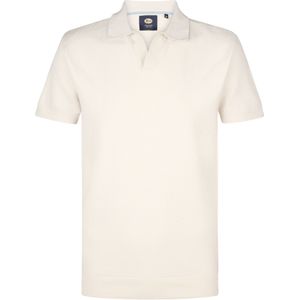 Petrol - Knitted Polo - Poloshirt - Ecru - Regular-fit, Nylon en Katoen