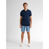 Gebreid Poloshirt - Jacquard - Gestreepte Structuur - 85% Katoen, 15% Nylon