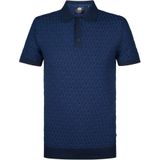 Gebreid Poloshirt - Jacquard - Gestreepte Structuur - 85% Katoen, 15% Nylon