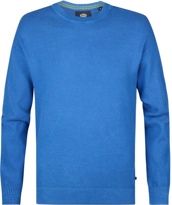 Gebreide Trui - Ronde Hals - Blauw - 100% Biologisch Katoen