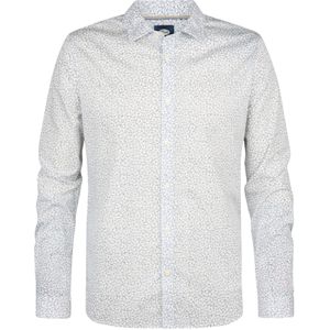 Petrol Industries - All-over Print Overhemd - Wit - Poplin Stretchstof