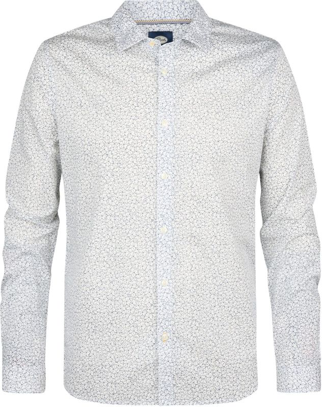 Petrol Industries - All-over Print Overhemd - Wit - Poplin Stretchstof