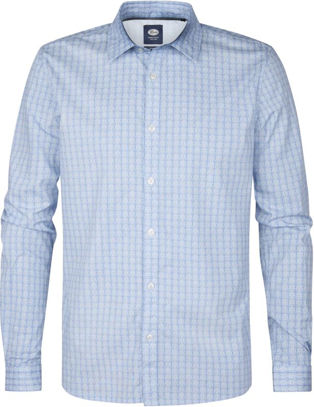 Petrol Industries - All-over Print Overhemd - Blauw - Slim Fit - Lange Mouwen