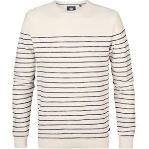 Petrol - Palm Streep - Sweater - Ecru - Katoen - Regular-fit