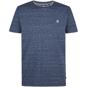 T-shirt - Gestreept - Regular Fit - Ronde Hals - Subtiel Logo - Structured Jacquard Melee