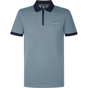 Petrol Industries regular polo met ingebreid patroon blauw