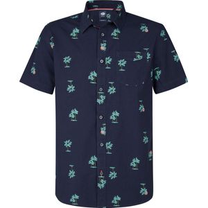 Overhemd - Palmbomenprint - Korte Mouwen - 100% Katoen - Regular Fit