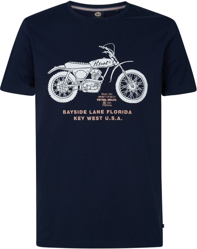 Logo T-shirt PETROL INDUSTRIES. Katoen materiaal. Maten S. Blauw kleur