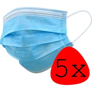 Mondmasker Wegwerp Mondkapje Blauw Wegwerp - Mondkap Wegwerp Niet Medisch - 5 Stuks