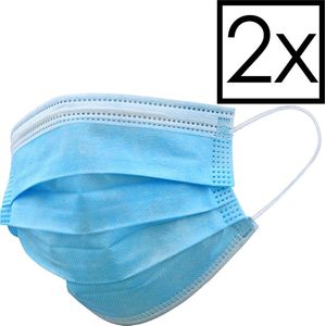 Mondkapje Wegwerp Mondmasker Universeel Niet Medisch Blauw - 2x